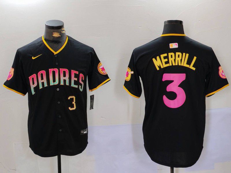 Men San Diego Padres #3 Merrill Black Joint Name 2024 Nike MLB Jersey style 2->san diego padres->MLB Jersey
